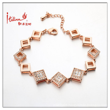 Women popular rose gold plated square shape chain bracelet